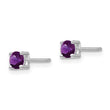 925 Sterling Silver Amethyst Stud Earrings with Polished Rhodium Finish 4mm February Birthstone