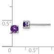 925 Sterling Silver Amethyst Stud Earrings with Polished Rhodium Finish 4mm February Birthstone