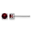 Sterling Silver 4mm Garnet Stud Earrings with Polished Rhodium Finish - Birthstone Company