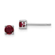 Sterling Silver 4mm Lab-Created Ruby Stud Earrings Polished, July Birthstone
