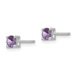 Rhodium-Plated Sterling Silver Garnet Stud Earrings Polished 4mm Round