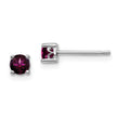 Rhodium-Plated Sterling Silver Garnet Stud Earrings Polished 4mm Round