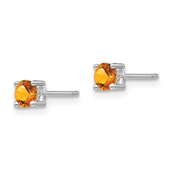 925 Sterling Silver Citrine Stud Earrings Polished 4mm Round, November Birthstone