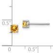 925 Sterling Silver Citrine Stud Earrings Polished 4mm Round, November Birthstone