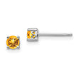 925 Sterling Silver Citrine Stud Earrings Polished 4mm Round, November Birthstone