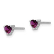Sterling Silver 4mm Heart Amethyst Stud Earrings, Rhodium-Plated