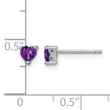 Sterling Silver 4mm Heart Amethyst Stud Earrings, Rhodium-Plated - Birthstone Company