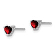 Sterling Silver 925 Garnet Heart Stud Earrings Rhodium-Plated Polished Finish - Birthstone Company
