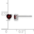 Sterling Silver 925 Garnet Heart Stud Earrings Rhodium-Plated Polished Finish - Birthstone Company