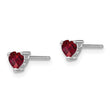 Sterling Silver 925 Heart Ruby Stud Earrings, Rhodium-Plated, Elegant Birthstone - Birthstone Company