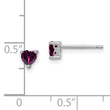 Sterling Silver 4mm Heart Rhodolite Garnet Stud Earrings Polished Finish