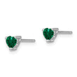 Sterling Silver 4mm Heart Lab-Created Emerald Stud Earrings Polished Finish - Birthstone Company