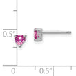 Sterling Silver 4mm Pink Sapphire Heart Stud Earrings Polished & Rhodium Plated