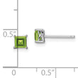 Sterling Silver 925 Peridot Stud Earrings with Rhodium Finish 4mm Princess Cut
