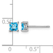 Sterling Silver Rhod-pltd 4mm Princess Swiss Blue Topaz Post Earrings - Birthstone Company