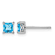 Sterling Silver Rhod-pltd 4mm Princess Swiss Blue Topaz Post Earrings - Birthstone Company