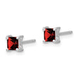 925 Sterling Silver Rhodium-Plated Garnet Stud Earrings 4mm Princess Cut - Birthstone Company
