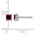 925 Sterling Silver Rhodium-Plated Garnet Stud Earrings 4mm Princess Cut - Birthstone Company