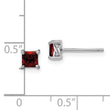 925 Sterling Silver Rhodium-Plated Garnet Stud Earrings 4mm Princess Cut
