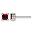 925 Sterling Silver Rhodium-Plated Garnet Stud Earrings 4mm Princess Cut - Birthstone Company