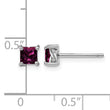 : Sterling Silver Rhodolite Garnet Princess-Cut Stud Earrings, Rhodium Plated - Birthstone Company