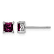 : Sterling Silver Rhodolite Garnet Princess-Cut Stud Earrings, Rhodium Plated - Birthstone Company