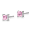 Sterling Silver 4mm Princess Cut Pink Sapphire Stud Earrings