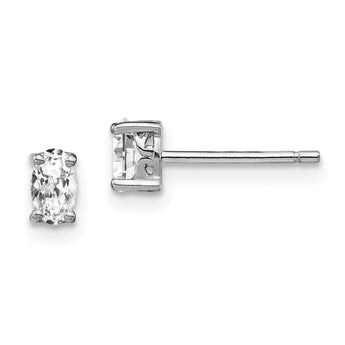 Oval White Topaz Birthstone Stud Earrings in Sterling Silver, 5x3mm