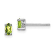Sterling Silver 5x3mm Oval Peridot Stud Earrings Polished Rhodium Finish