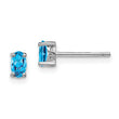 Sterling Silver Swiss Blue Topaz Stud Earrings with Polished Rhodium Finish