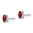 Sterling Silver Garnet Stud Earrings with Polished Rhodium Finish