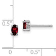 Sterling Silver Garnet Stud Earrings with Polished Rhodium Finish
