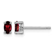 Sterling Silver Garnet Stud Earrings with Polished Rhodium Finish - Birthstone Company