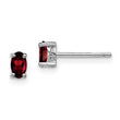 Sterling Silver Garnet Stud Earrings with Polished Rhodium Finish