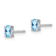 Sterling Silver Aquamarine Stud Earrings with Polished Rhodium Finish