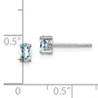 Sterling Silver Aquamarine Stud Earrings with Polished Rhodium Finish