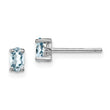 Sterling Silver Aquamarine Stud Earrings with Polished Rhodium Finish