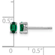 Sterling Silver Rhodium-plated 5x3mm Oval Created Emerald Post Earrings - Birthstone Company