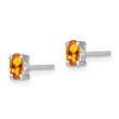 Sterling Silver 925 Citrine Oval Stud Earrings with Polished Rhodium Finish - Birthstone Company