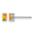 Sterling Silver 925 Citrine Oval Stud Earrings with Polished Rhodium Finish - Birthstone Company