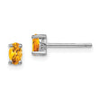 Sterling Silver 925 Citrine Oval Stud Earrings with Polished Rhodium Finish