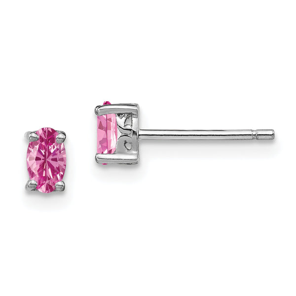 925 Sterling Silver Pink Sapphire Stud Earrings for Women