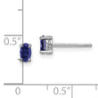 Sterling Silver 925 Sapphire Oval Stud Earrings Polished Birthstone Style