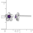 Sterling Silver 925 Floral Amethyst Post Earrings with Rhodium-Plated Finish - Birthstone Company