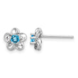 Sterling Silver Rhodium-Plated Blue Topaz Floral Earrings Elegant Lightweight Design - Birthstone Company