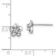 Sterling Silver Floral Diamond Post Earrings Polished & Lightweight