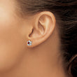 Sterling Silver Rhodium-Plated Garnet Floral Earrings with Polished Finish - Birthstone Company