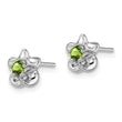 Sterling Silver 925 Floral Peridot Earrings with Polished Rhodium Finish - Birthstone Company