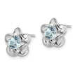 Sterling Silver Aquamarine Floral Earrings with Rhodium-Plated Finish