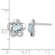 Sterling Silver Aquamarine Floral Earrings with Rhodium-Plated Finish - Birthstone Company